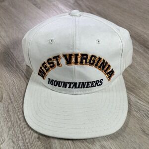 VTG New Era West Virginia Montaineers Arch Snapback Hat College White Cap